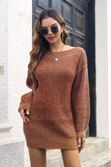 Drop Shoulder Long Sleeve Sweater Mini Dress