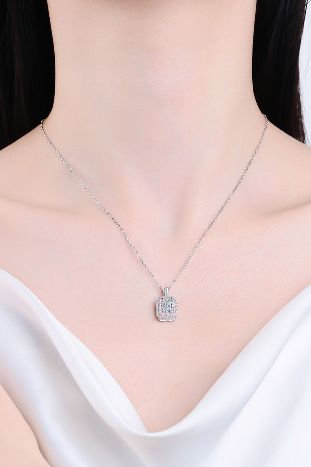 1 Carat Moissanite Geometric Pendant Chain Necklace - Admiresty