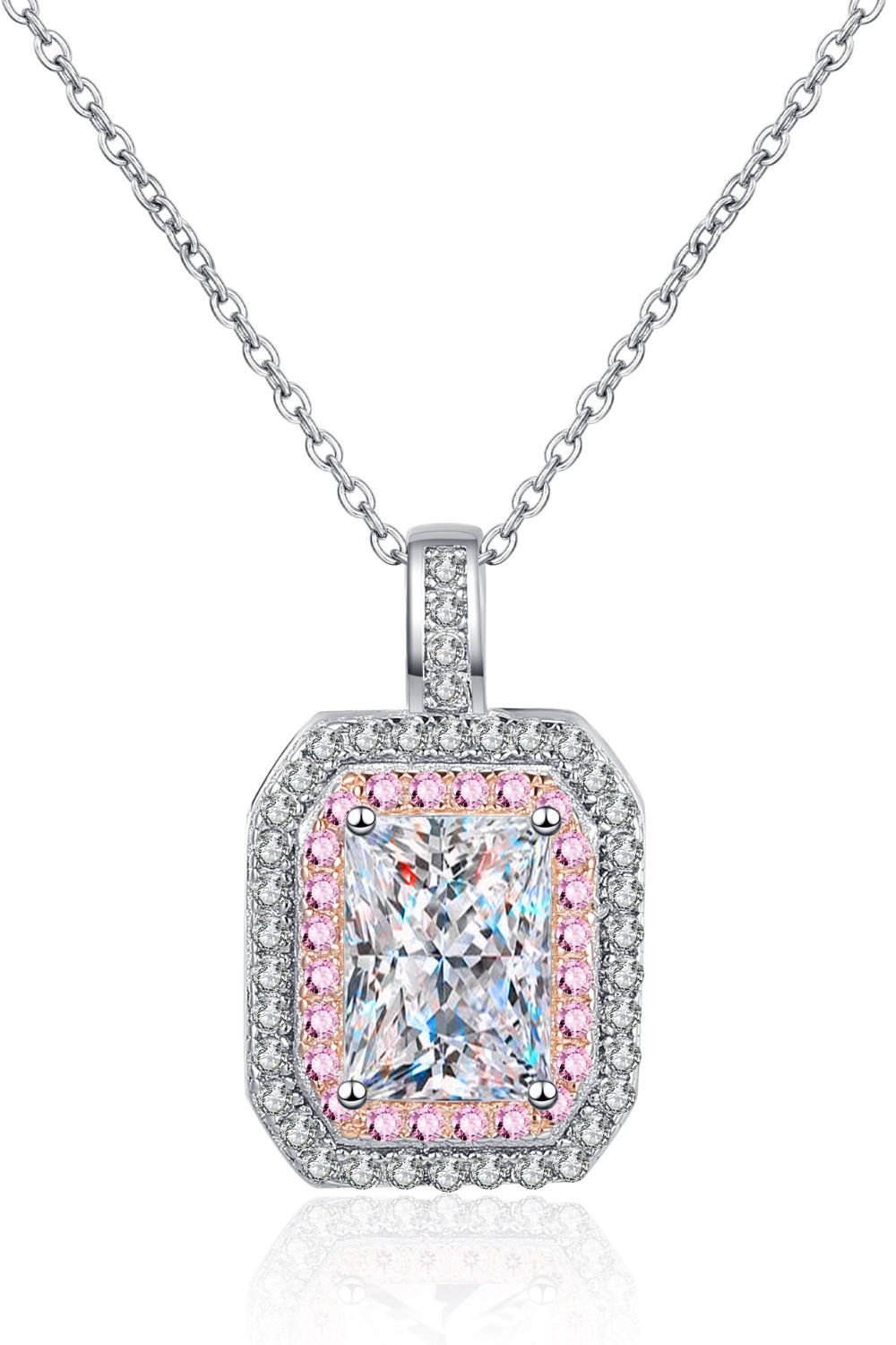 1 Carat Moissanite Geometric Pendant Chain Necklace - Admiresty