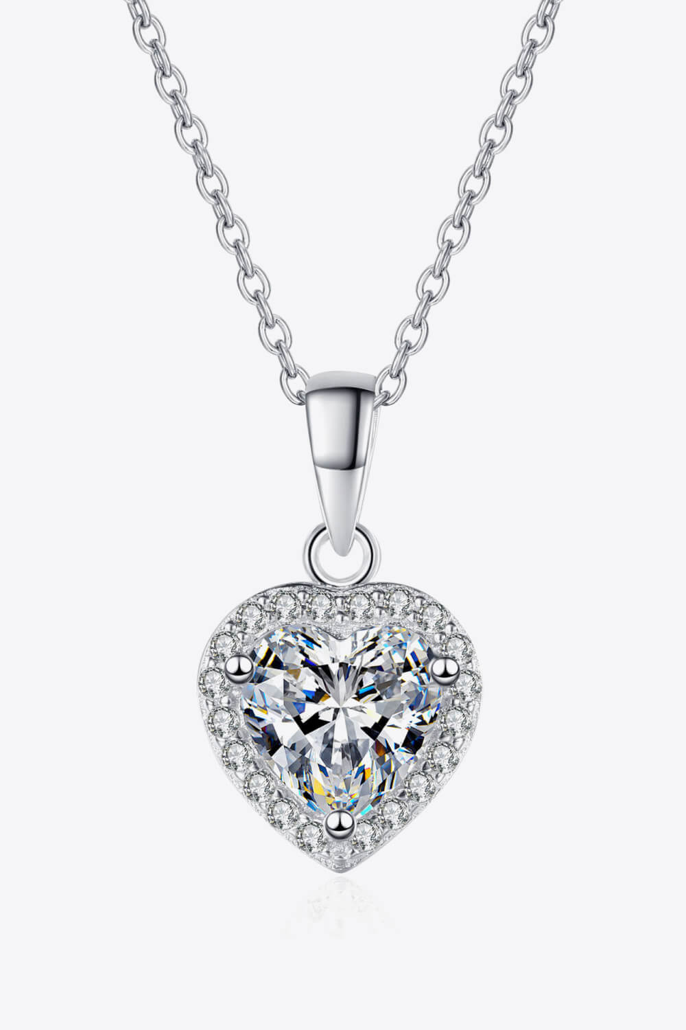 1 Carat Moissanite Heart Pendant Chain Necklace - Admiresty