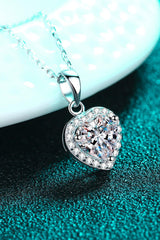 1 Carat Moissanite Heart Pendant Chain Necklace - Admiresty