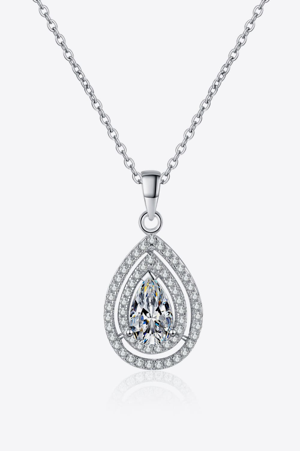 1 Carat Moissanite Teardrop Pendant Necklace - Admiresty