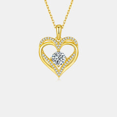 1.2 Carat Moissanite 925 Sterling Silver Heart Necklace - Admiresty