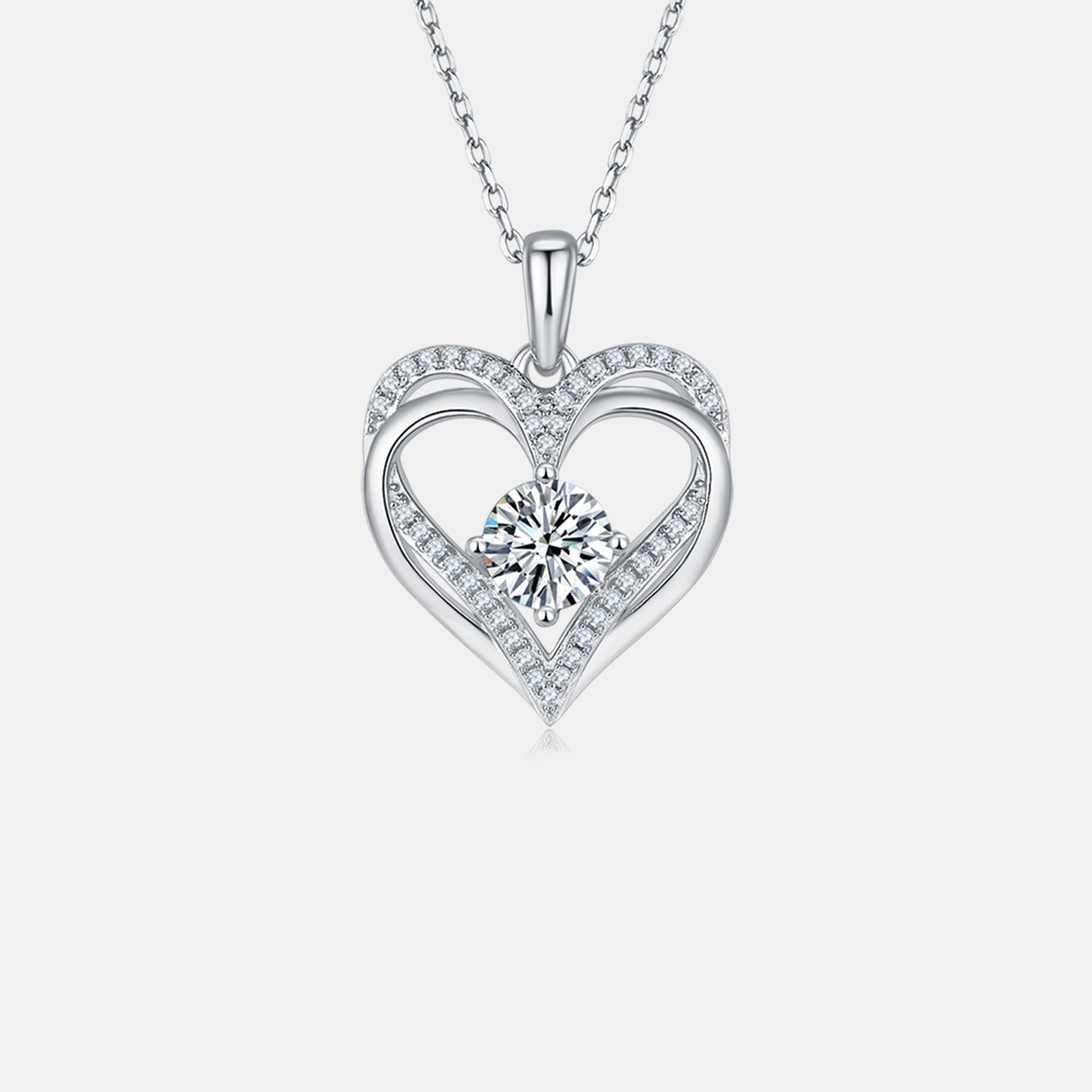 1.2 Carat Moissanite 925 Sterling Silver Heart Necklace - Admiresty