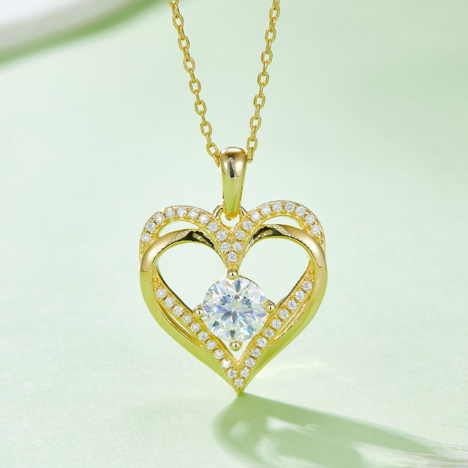 1.2 Carat Moissanite 925 Sterling Silver Heart Necklace - Admiresty