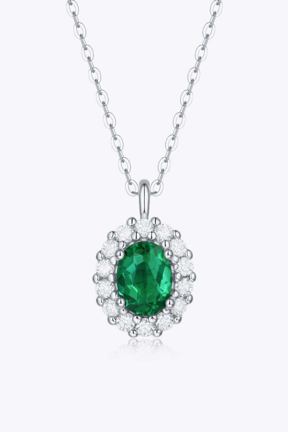 1.5 Carat Lab - Grown Emerald 925 Sterling Silver Necklace - Admiresty