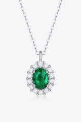 1.5 Carat Lab - Grown Emerald 925 Sterling Silver Necklace - Admiresty