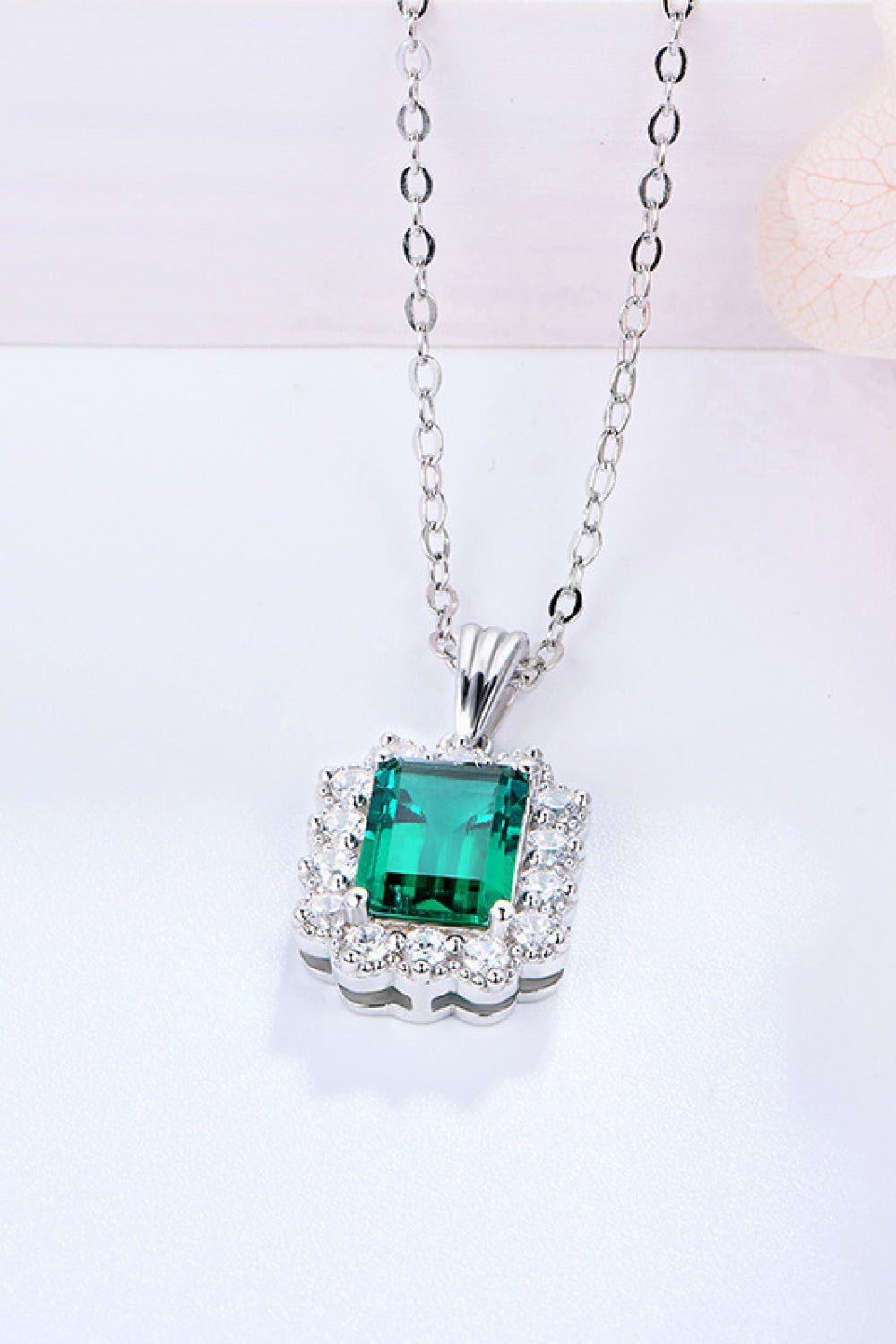 1.5 Carat Lab - Grown Emerald Pendant 925 Sterling Silver Necklace - Admiresty