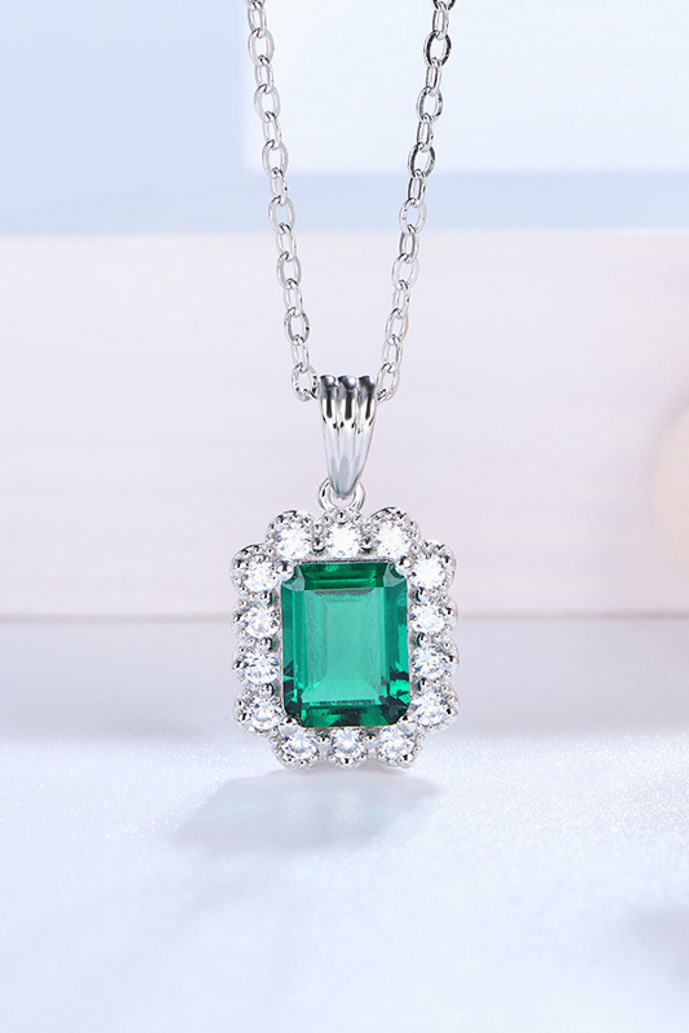 1.5 Carat Lab - Grown Emerald Pendant 925 Sterling Silver Necklace - Admiresty