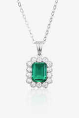 1.5 Carat Lab - Grown Emerald Pendant 925 Sterling Silver Necklace - Admiresty