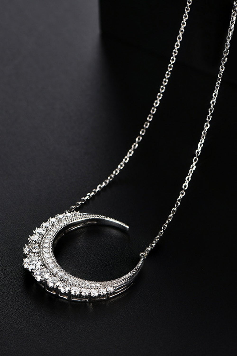 1.8 Carat Moissanite Crescent Moon Shape Pendant Necklace - Admiresty