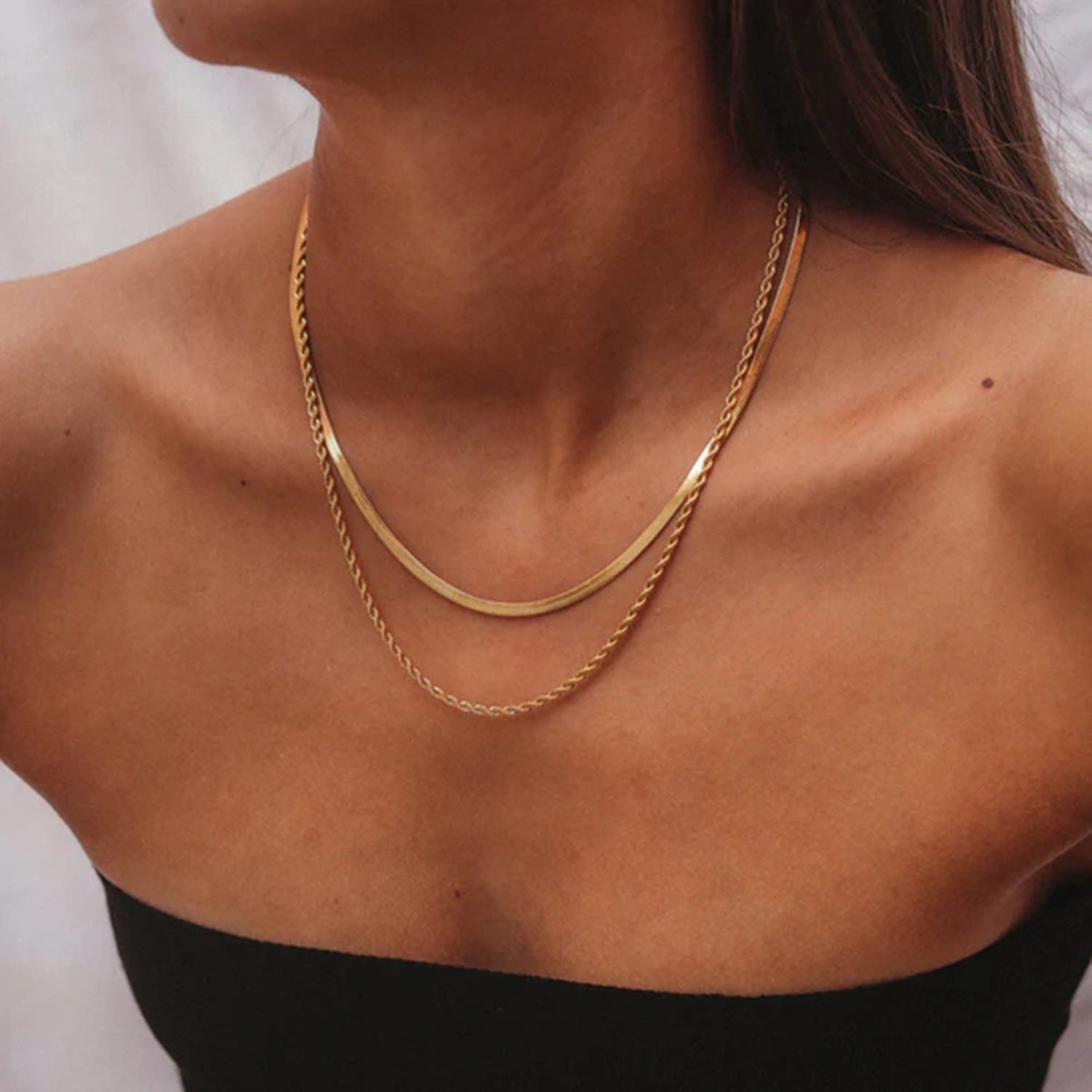 18K Gold - Plated Double - Layered Necklace - Admiresty