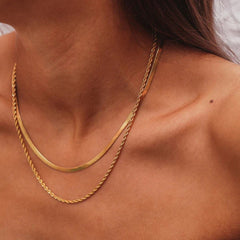 18K Gold - Plated Double - Layered Necklace - Admiresty