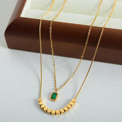 18K Gold - Plated Double - Layered Necklace - Admiresty