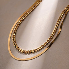 18K Gold - Plated Double Layered Necklace - Admiresty