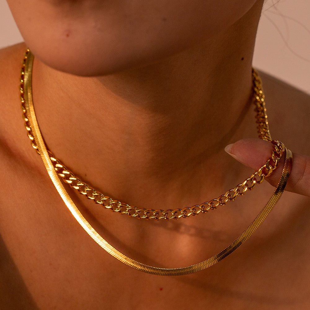 18K Gold - Plated Double Layered Necklace - Admiresty