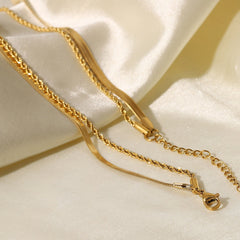 18K Gold - Plated Double - Layered Necklace - Admiresty