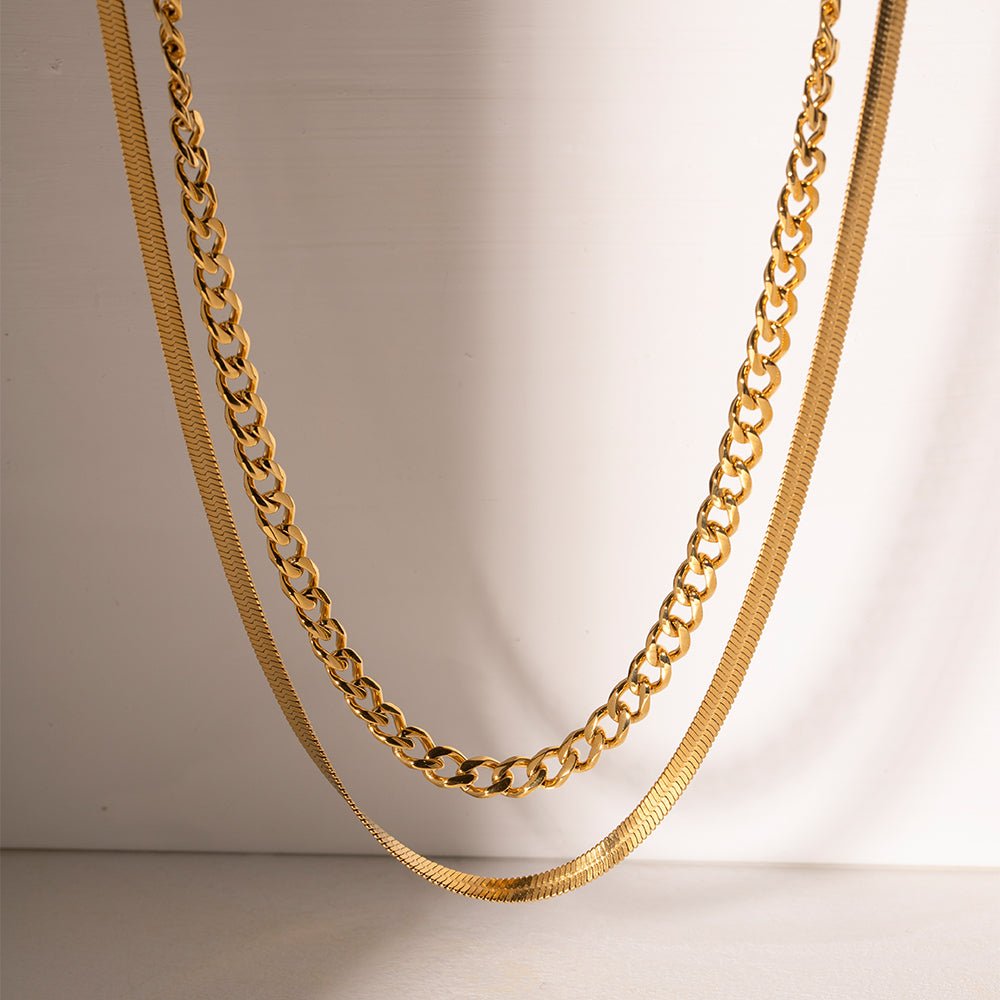 18K Gold - Plated Double Layered Necklace - Admiresty