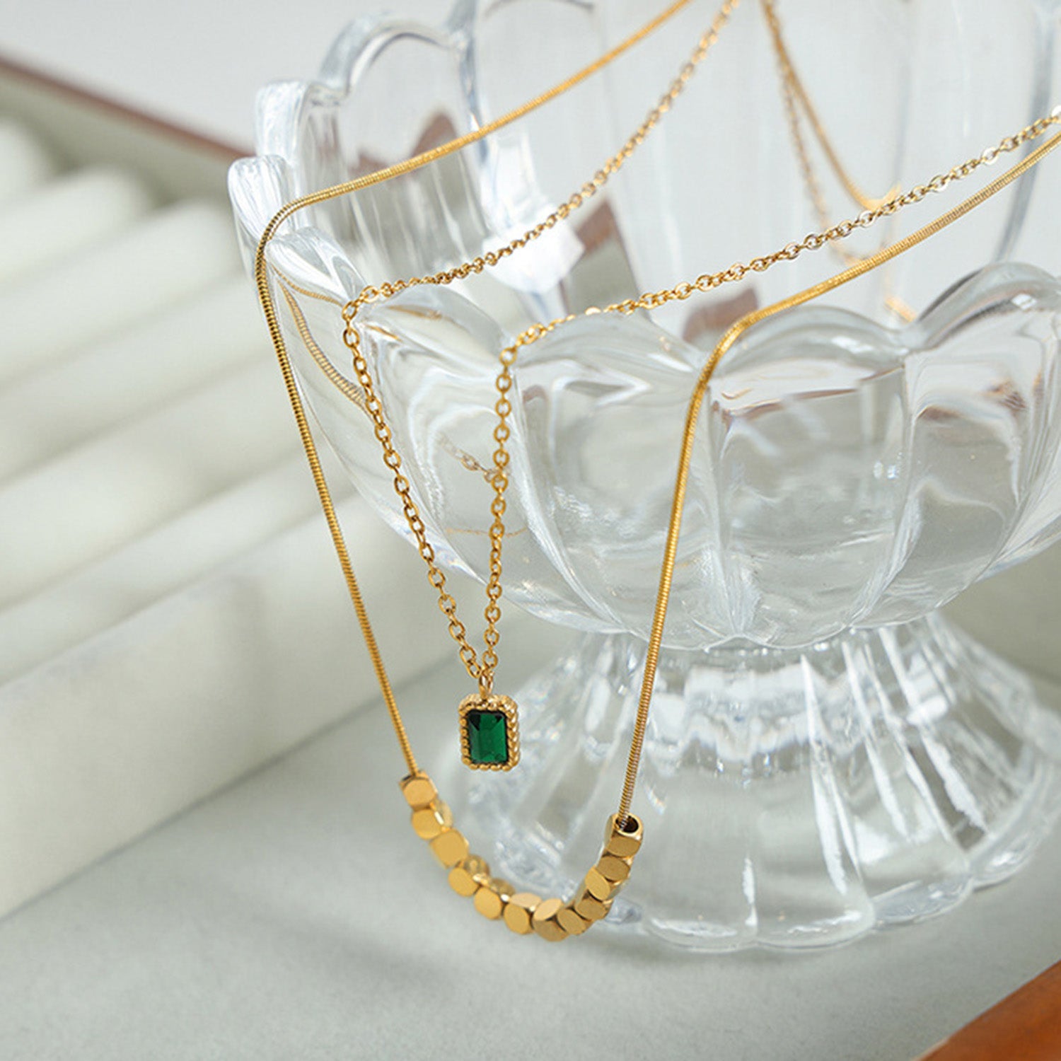 18K Gold - Plated Double - Layered Necklace - Admiresty