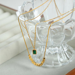 18K Gold - Plated Double - Layered Necklace - Admiresty