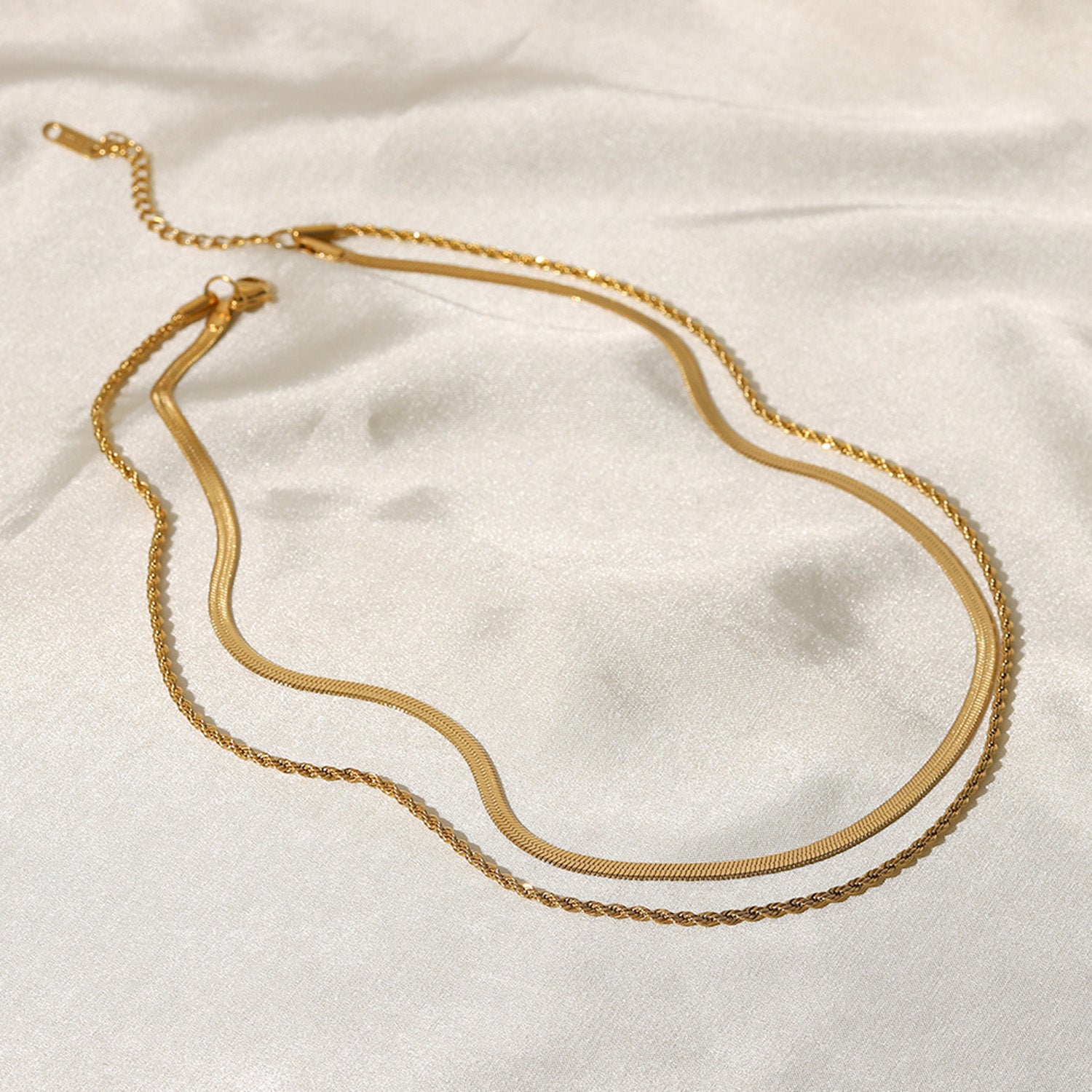 18K Gold - Plated Double - Layered Necklace - Admiresty