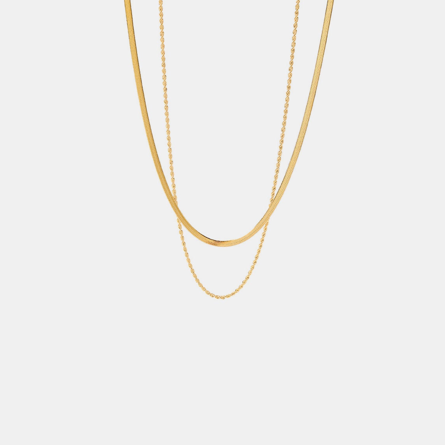 18K Gold - Plated Double - Layered Necklace - Admiresty