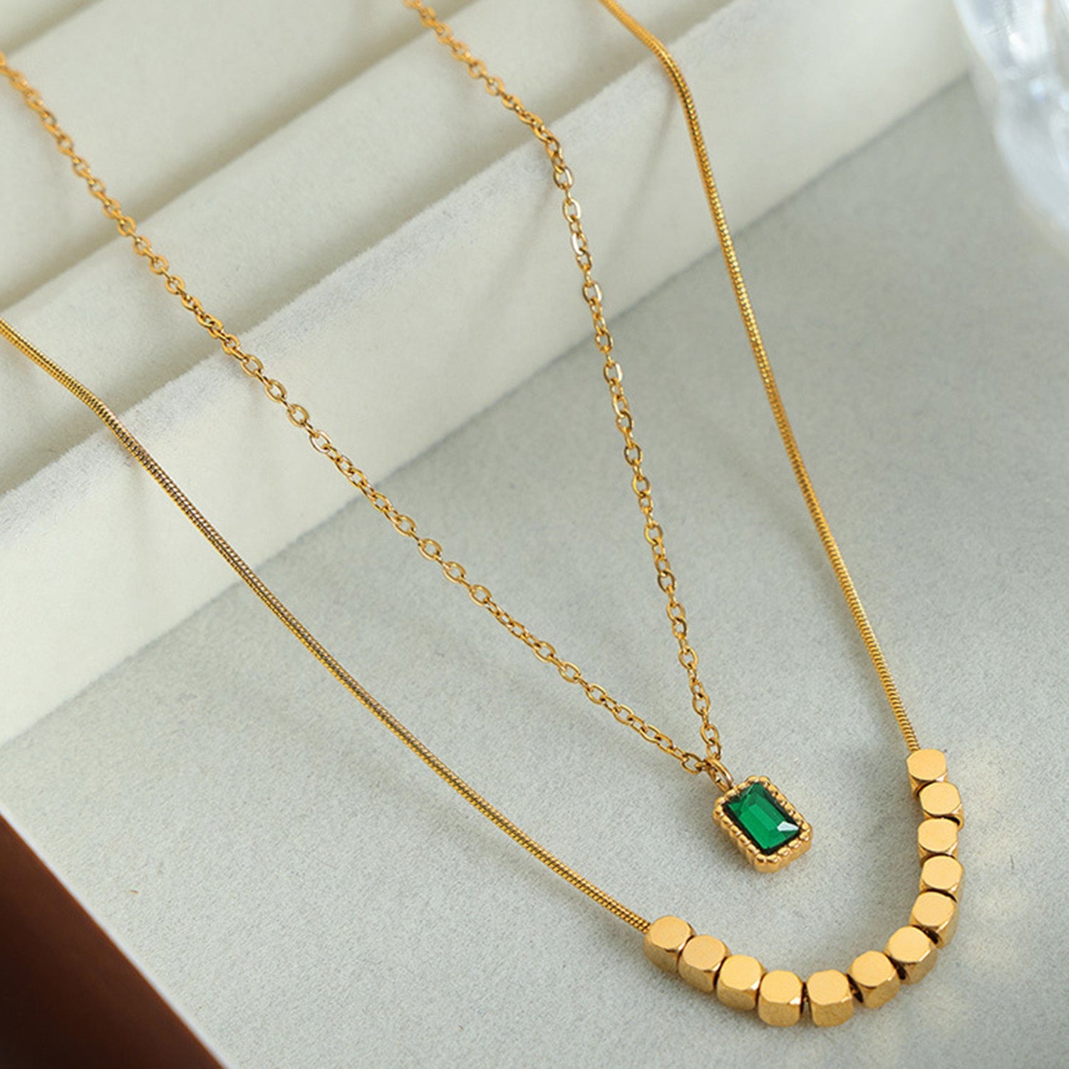 18K Gold - Plated Double - Layered Necklace - Admiresty