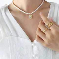 18K Gold - Plated Freshwater Pearl Necklace - Admiresty