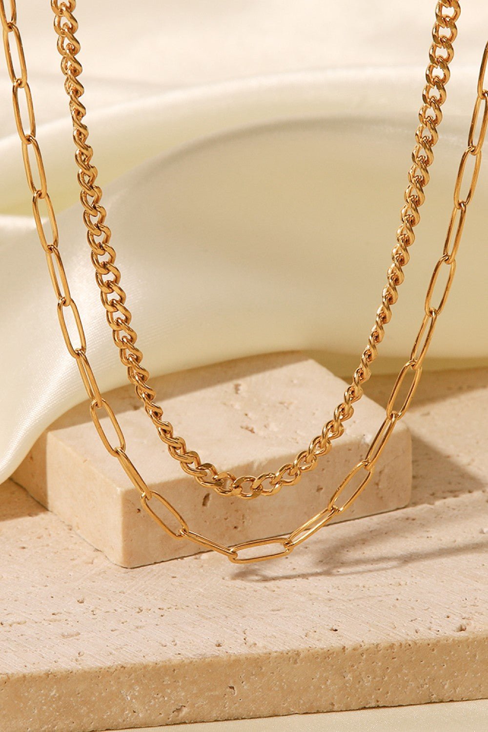 18K Gold Plated Layered Chain Necklace - Admiresty