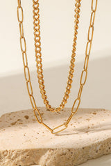 18K Gold Plated Layered Chain Necklace - Admiresty