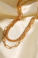 18K Gold Plated Layered Chain Necklace - Admiresty