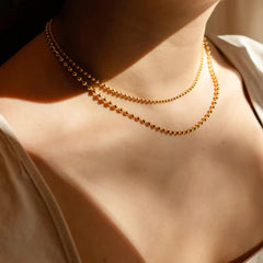 18K Gold - Plated Lobster Closure Bead Necklace - Admiresty