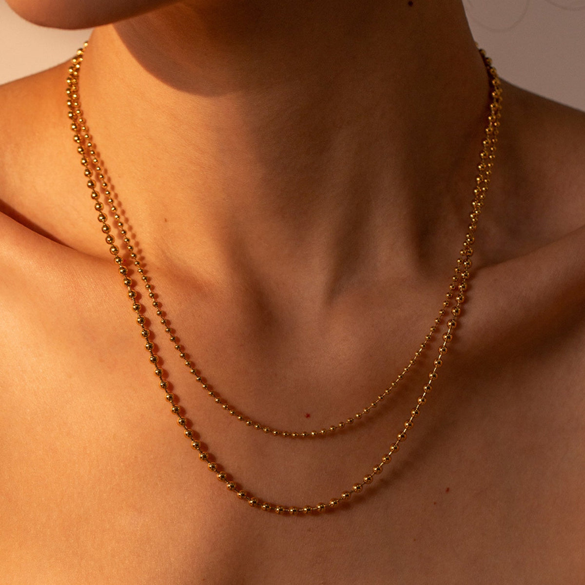 18K Gold - Plated Lobster Closure Bead Necklace - Admiresty