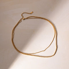 18K Gold - Plated Lobster Closure Bead Necklace - Admiresty