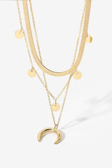 18K Gold - Plated Moon Shape Pendant Necklace - Admiresty