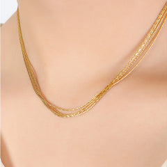 18K Gold - Plated Multi - Layer Clavicle Chain Necklace - Admiresty