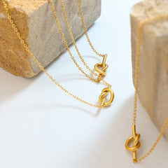 18K Gold - Plated Titanium Steel Knot Necklace - Admiresty