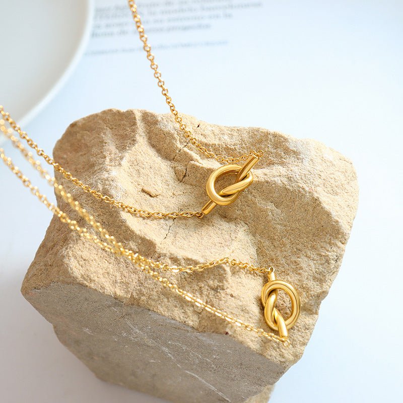 18K Gold - Plated Titanium Steel Knot Necklace - Admiresty