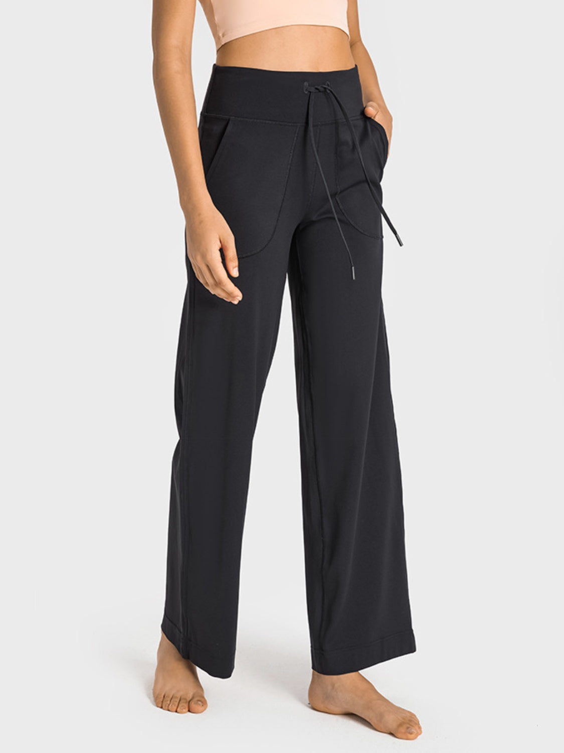 Millennia Drawstring Waist Wide Leg Sports Pants with Pockets