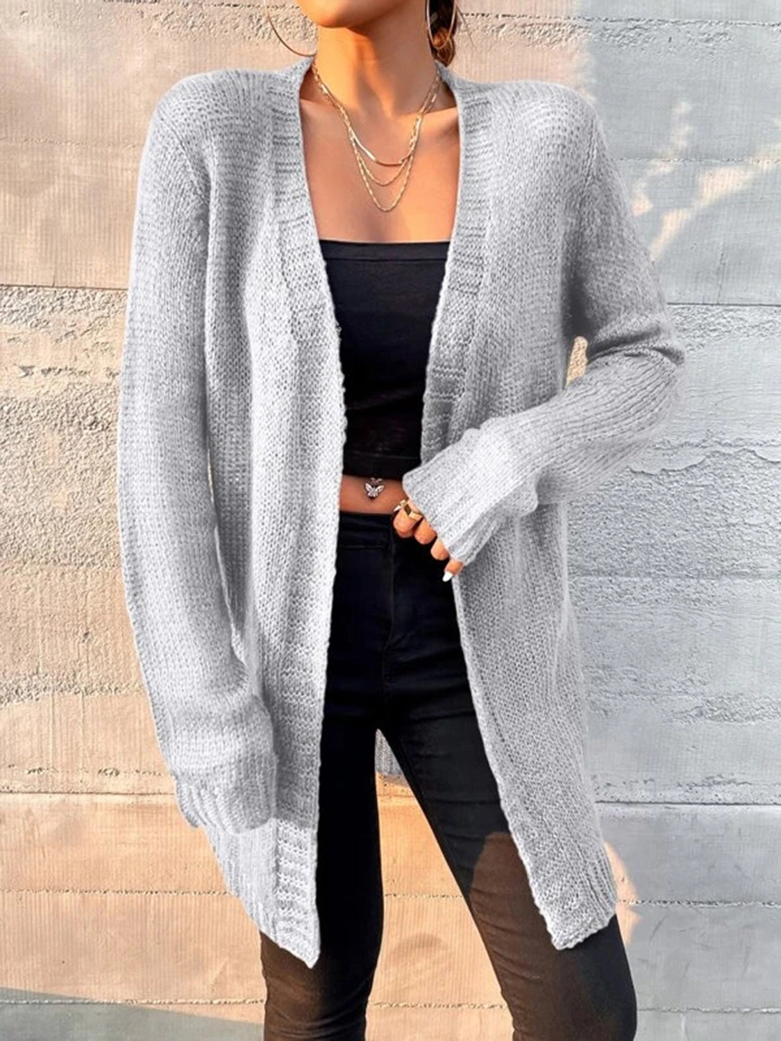 Open Front Long Sleeve Cardigan