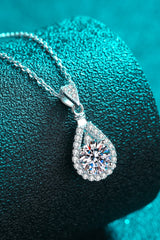 2 Carat Moissanite Teardrop Pendant 925 Sterling Silver Necklace - Admiresty