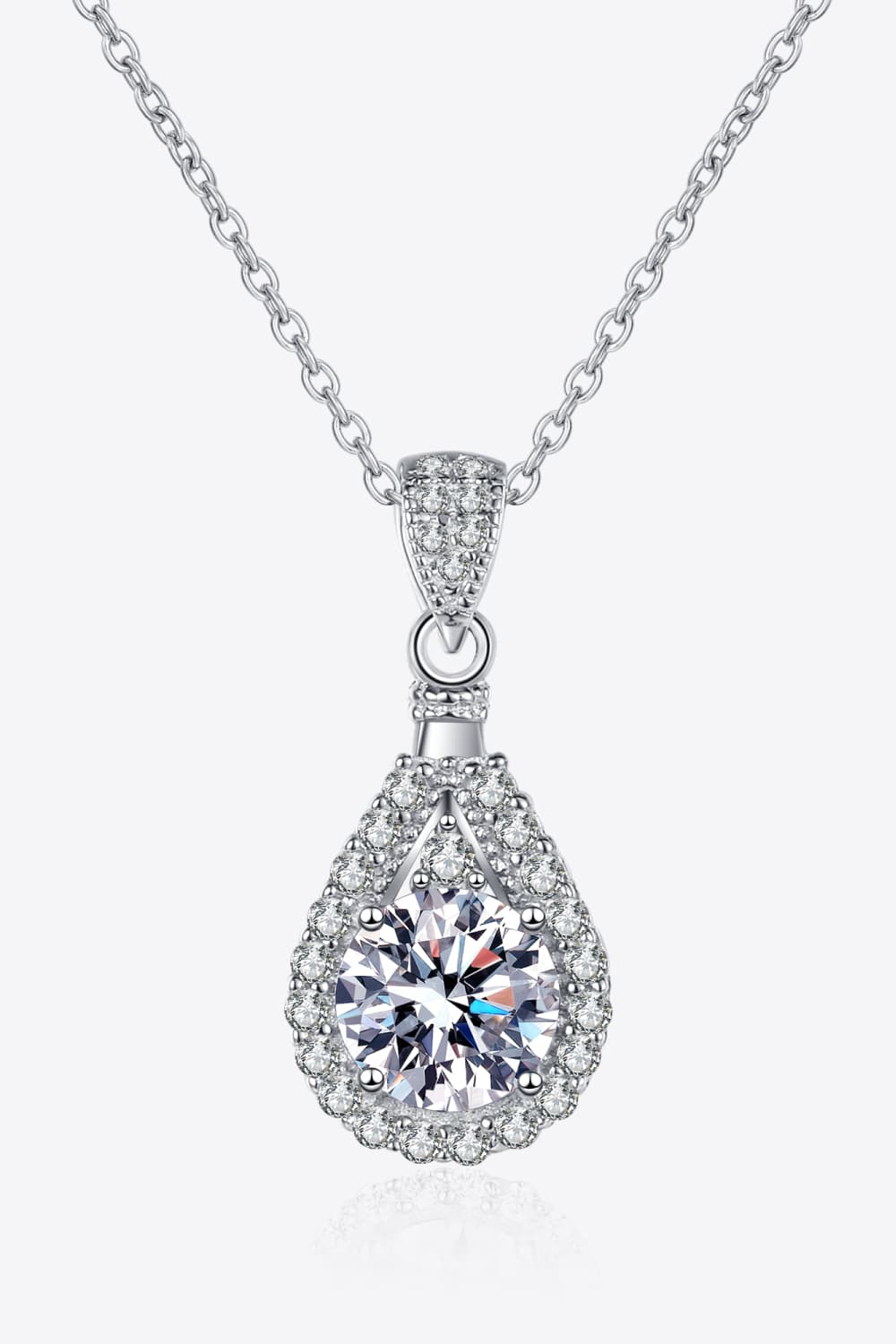 2 Carat Moissanite Teardrop Pendant 925 Sterling Silver Necklace - Admiresty