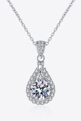 2 Carat Moissanite Teardrop Pendant 925 Sterling Silver Necklace - Admiresty