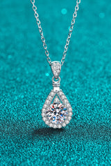 2 Carat Moissanite Teardrop Pendant 925 Sterling Silver Necklace - Admiresty