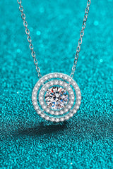 Moissanite Round Pendant Rhodium-Plated Necklace