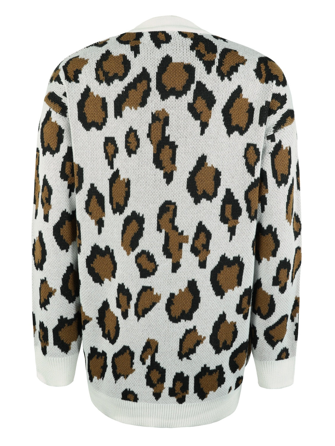 Leopard Open Front Dropped Shoulder Cardigan