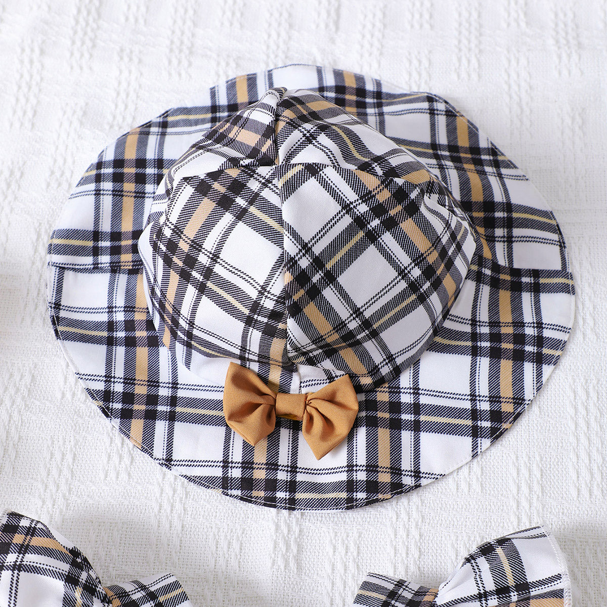 Plaid Square Neck Bow Detail Jumpsuit