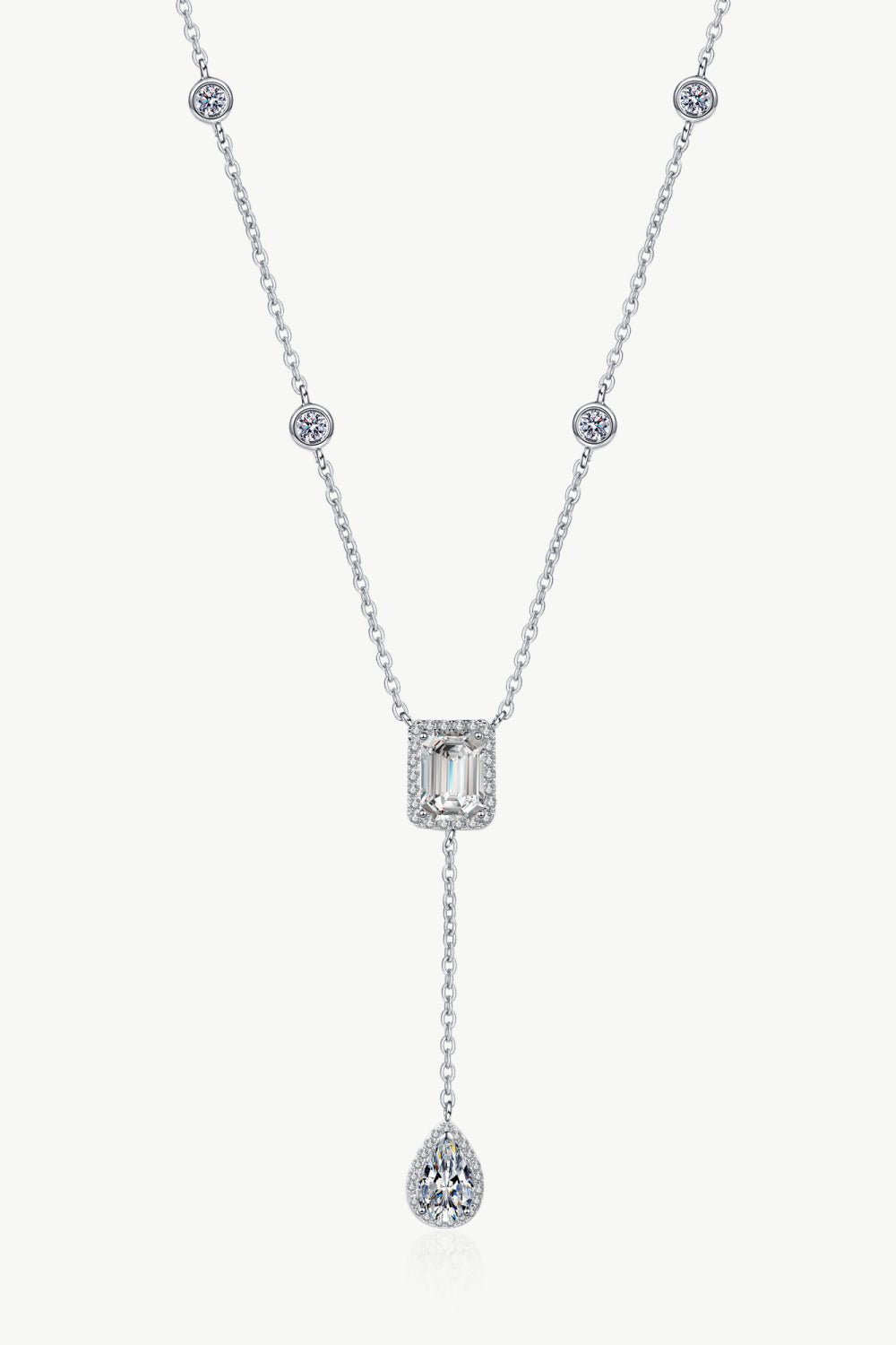 3 Carat 925 Sterling Silver Double Drop Pendant Necklace - Admiresty