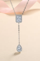 3 Carat 925 Sterling Silver Double Drop Pendant Necklace - Admiresty