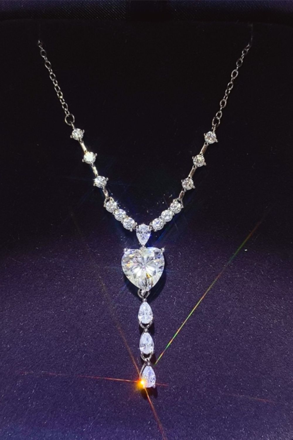 3 Carat Moissanite 925 Sterling Silver Drop Necklace - Admiresty